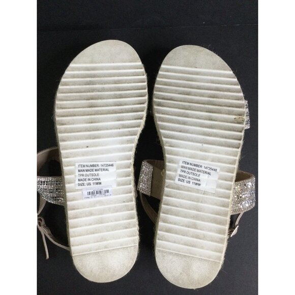 Torrid Womens Espadrille Sandals Silver Sparkling Size 11 WW Cork Platform - Picture 7 of 11